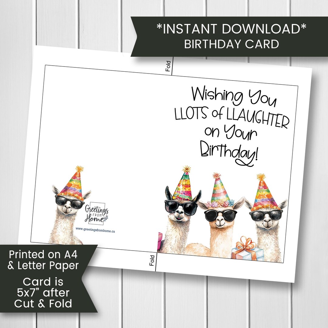 Llama Birthday Card for Friend, Printable Alpaca Birthday Card, Funny ...