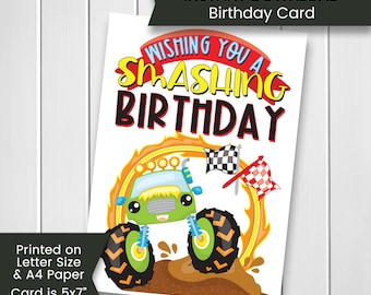 Carte Monster Truck, carte d'anniversaire imprimable Monster Truck, carte d'anniversaire Monster Truck, pour fils, imprimable, numérique, téléchargement