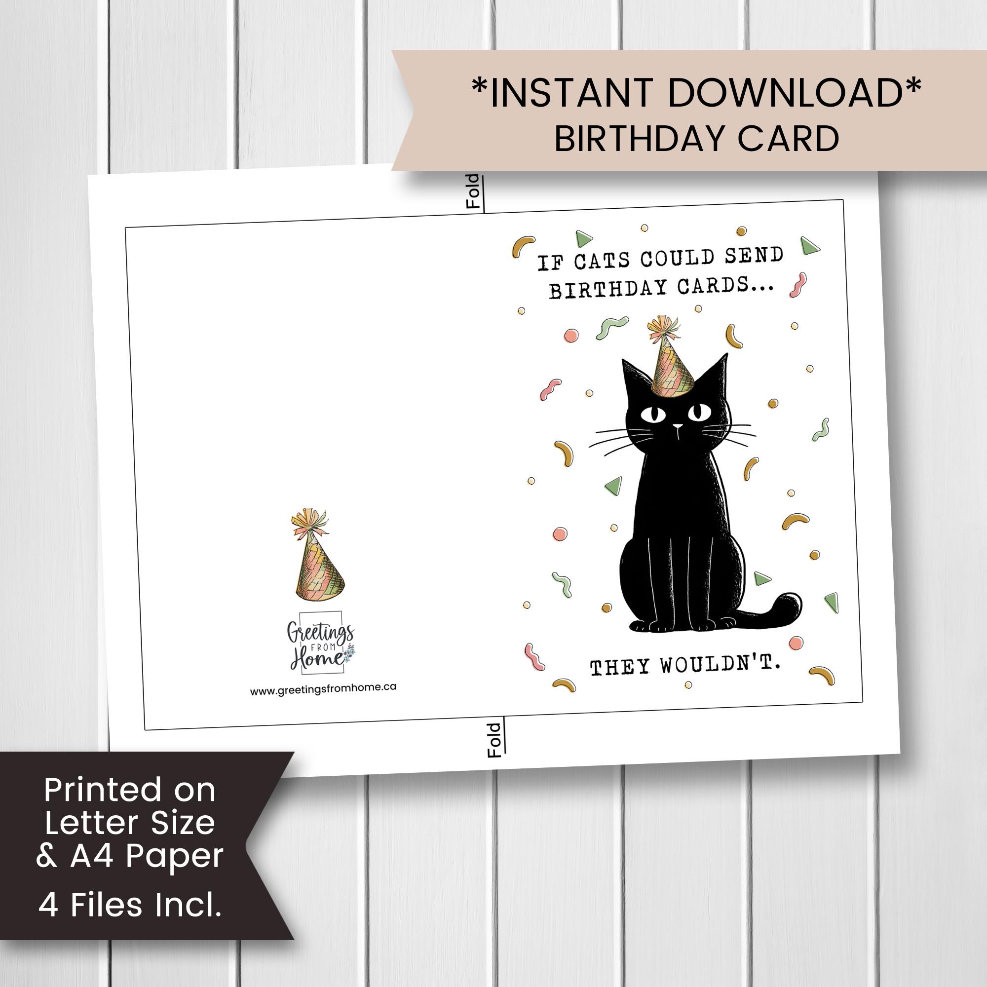 Printable Funny Cat Birthday Card for Her, Cat Card for Best Friend ...