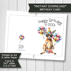 Känguru Geburtstagskarte für Freund, druckbare Känguru Geburtstagskarte, Känguru Geburtstagskarte, für Kinder Geburtstag für Mädchen Jungen, printable Download