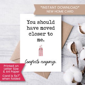 Grappige housewarmingkaart voor nieuwe huiseigenaar, afdrukbare kaart voor nieuwe huiseigenaar, grappige kaart voor nieuwe huiseigenaar voor beste vriend, instant, digitale download