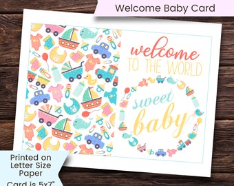 New Baby Card Printable, Printable Baby Card, New Baby, Welcome New Baby Card, Congratulations, Neutral, Printable, Digital, Download