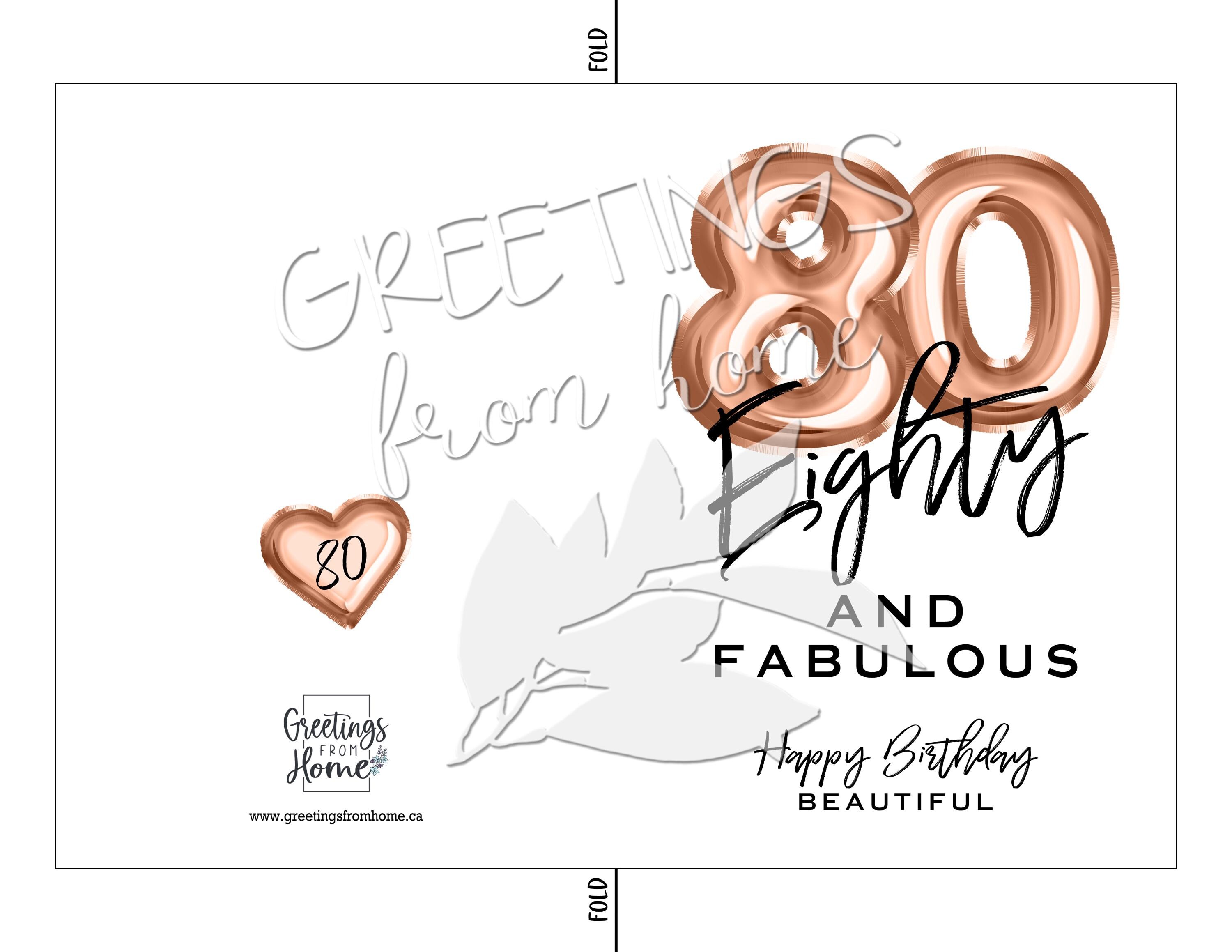 Biglietto Auguri Hunts England 80° Compleanno Nonna - 80 & Fabulous, Formato 148x148 Mm Con Busta