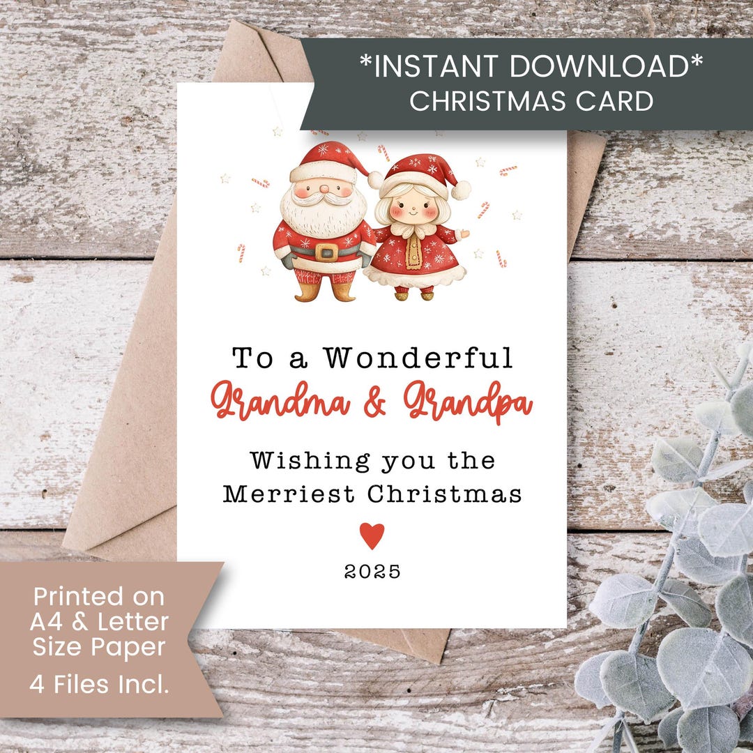 grandparents christmas card printable, christmas card for grandma