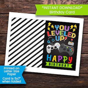 Video Game Birthday Card Printable, Printable Gamer Birthday Card, for ...
