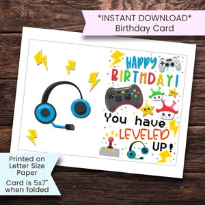 video game birthday card printable printable gamer birthday etsy