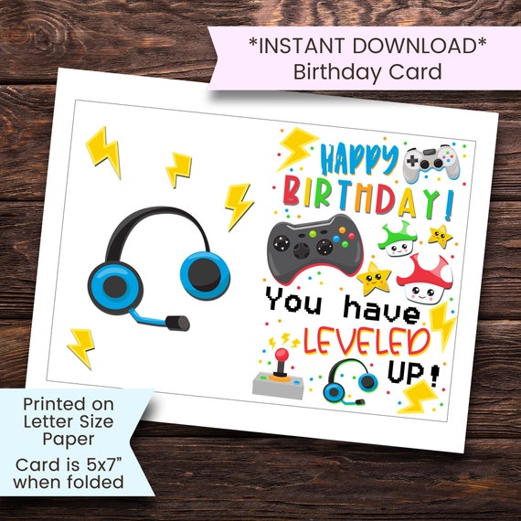 PRINTABLE Video Game Gift Card Holder Video Gamer Birthday 