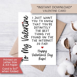 Carte de Saint-Valentin amusante pour petit ami imprimable, la meilleure chose que j'ai trouvée sur Internet, pour mari, pour femme, téléchargement immédiat