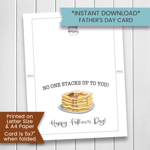Carte de fête des pères drôle imprimable, carte de fête des pères de crêpes, carte de fête des pères heureuse, crêpes, personne ne peut s'empiler jusqu'à vous, téléchargement numérique