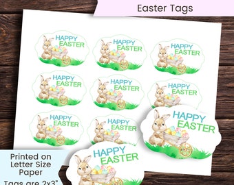 Easter Tags Printable, Easter Basket Tags, Easter Bunny Tag, Easter Gift Tag, Easter Bouquet, Easter Bunny, Happy Easter, Printable, Digital