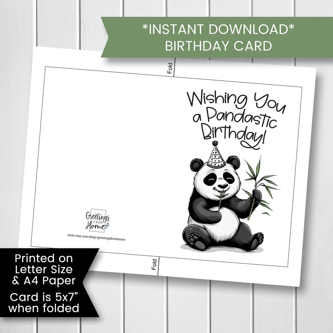 Panda Birthday Card for Friend, Printable Funny Panda Birthday Card, Card for Kids Birthday, for ...