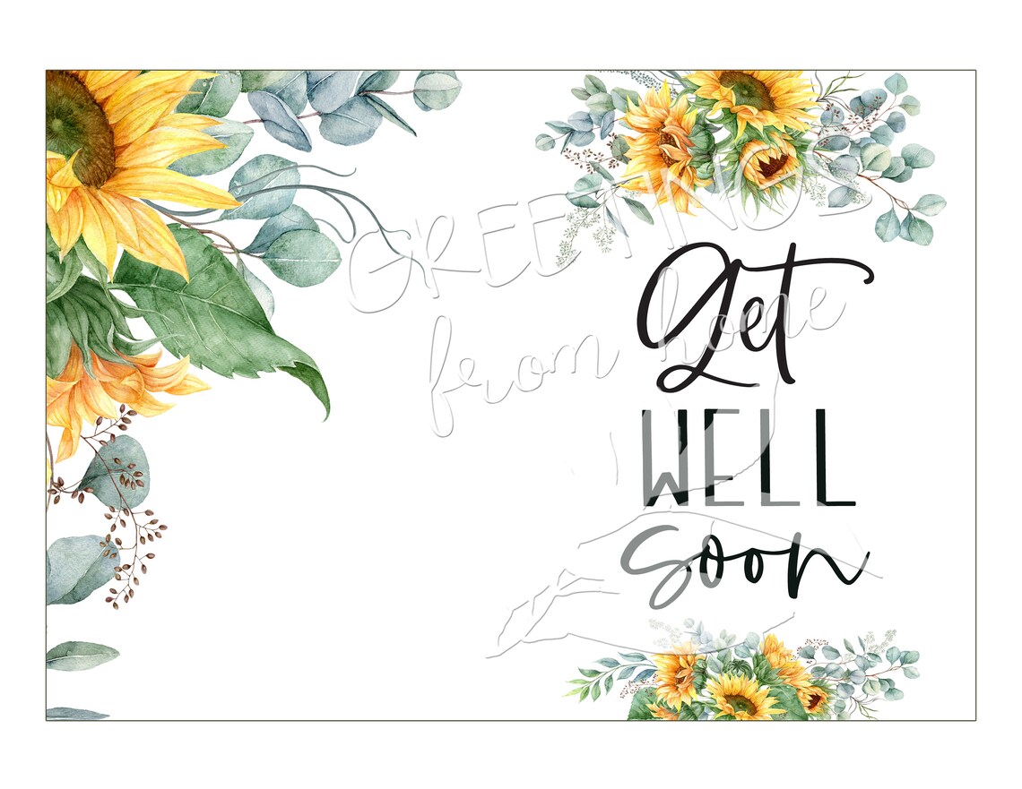 Printable Get Well Card Sunflower Get Well Card Get Well | Etsy