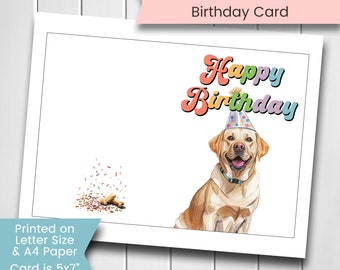 Labrador Retriever Birthday Card, Printable Dog Birthday Card, Retriever Birthday Card For Dog Mom, Happy Birthday Card Dog Lover, Printable