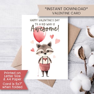 Waschbär-Valentinstagskarte für Neffen, druckbare Valentinstagskarte für Enkel, Sohn, Waschbär-Karte, Kinder-Valentinstag, Sofort, digitaler Download