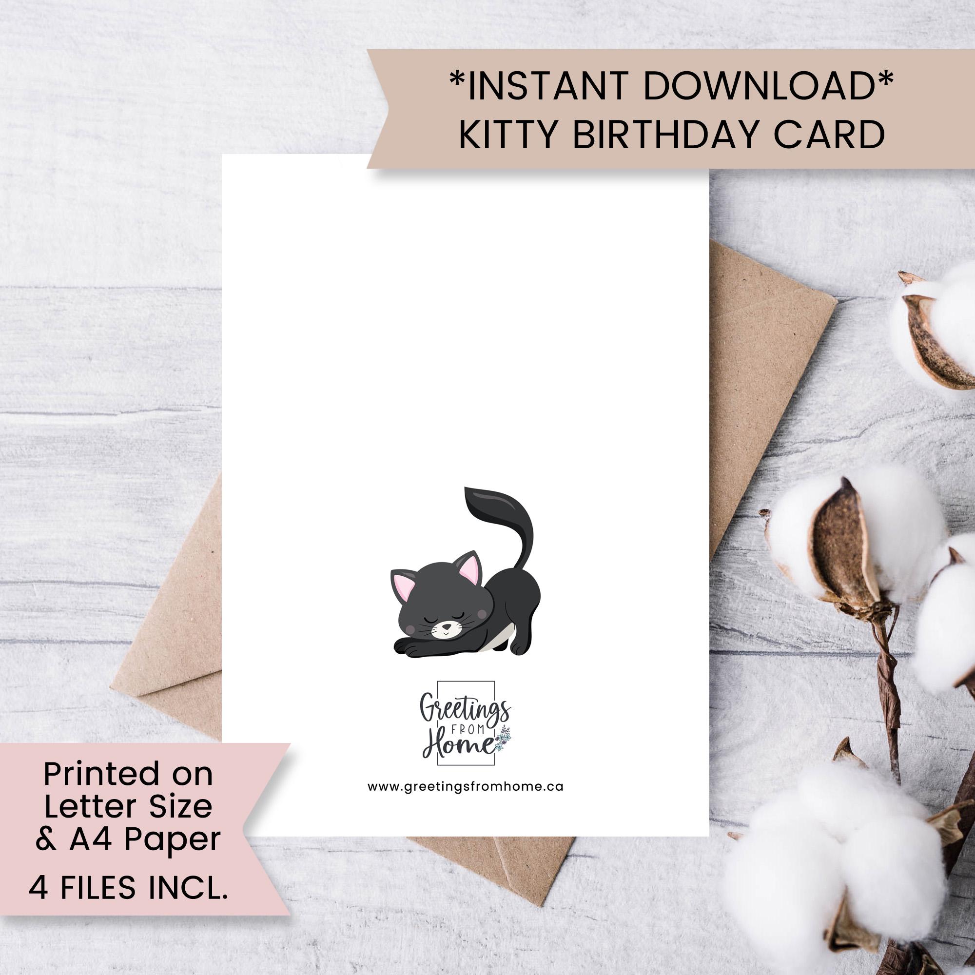 Printable Kitten Birthday Card for Girl, Birthday Card With Kitty for ...