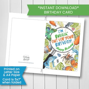 Carte d'anniversaire insecte pour petit-fils, carte d'anniversaire insecte à imprimer pour neveu, carte d'anniversaire grenouille pour fils, carte d'anniversaire araignée, numérique