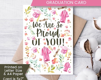 Tarjeta de graduación imprimible para ella, tarjeta de graduación de secundaria para nieta, graduada universitaria, descarga digital