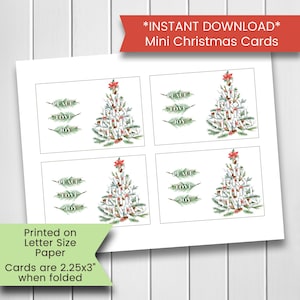 Mini cartões de Natal para impressão, mini cartão de Natal, vegetação, feliz Natal, ano novo, para impressão, digital, download