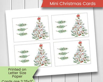 Mini cartes de Noël imprimables, mini carte de Noël, verdure, joyeux Noël, nouvel an, imprimable, numérique, téléchargement