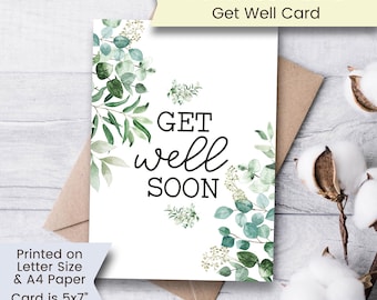 Printable Get Well Card, Eucalyptus Get Well Card, Get Well Card, Get Well Soon Card, Eucalyptus Get Well Soon, Printable, Digital, Download
