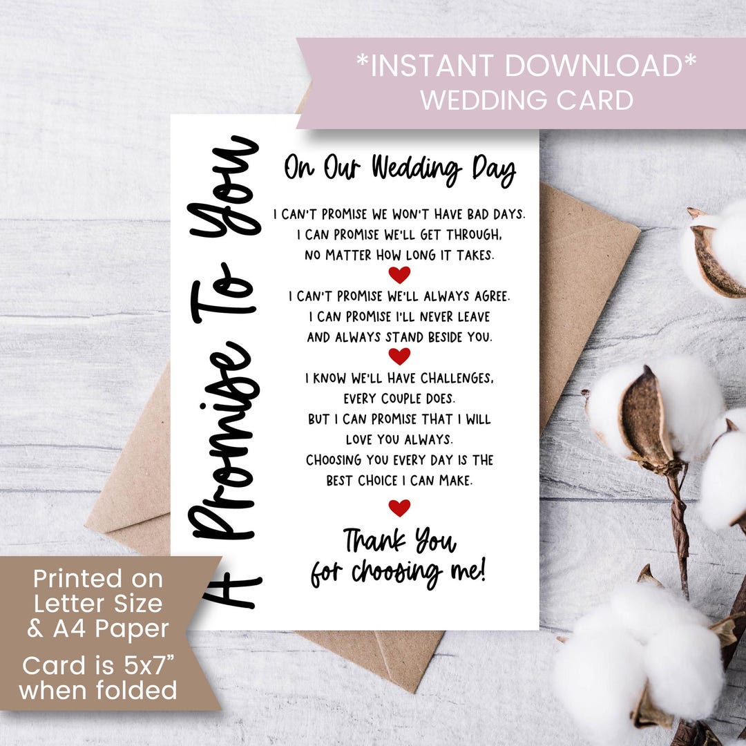 Printable Wedding Card for Groom, for Bride, Love Card, Card for ...