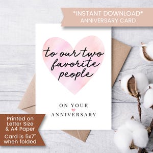Tarjeta de aniversario imprimible para hijo y nuera, tarjeta de aniversario de padres, tarjeta de personas favoritas, nuera, cuñada, instantánea, digital