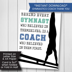 Biglietto di ringraziamento per allenatore di ginnastica stampabile, biglietto di ringraziamento per allenatore di ginnastica, da ginnasta, da lui, biglietto di apprezzamento per allenatore, digitale