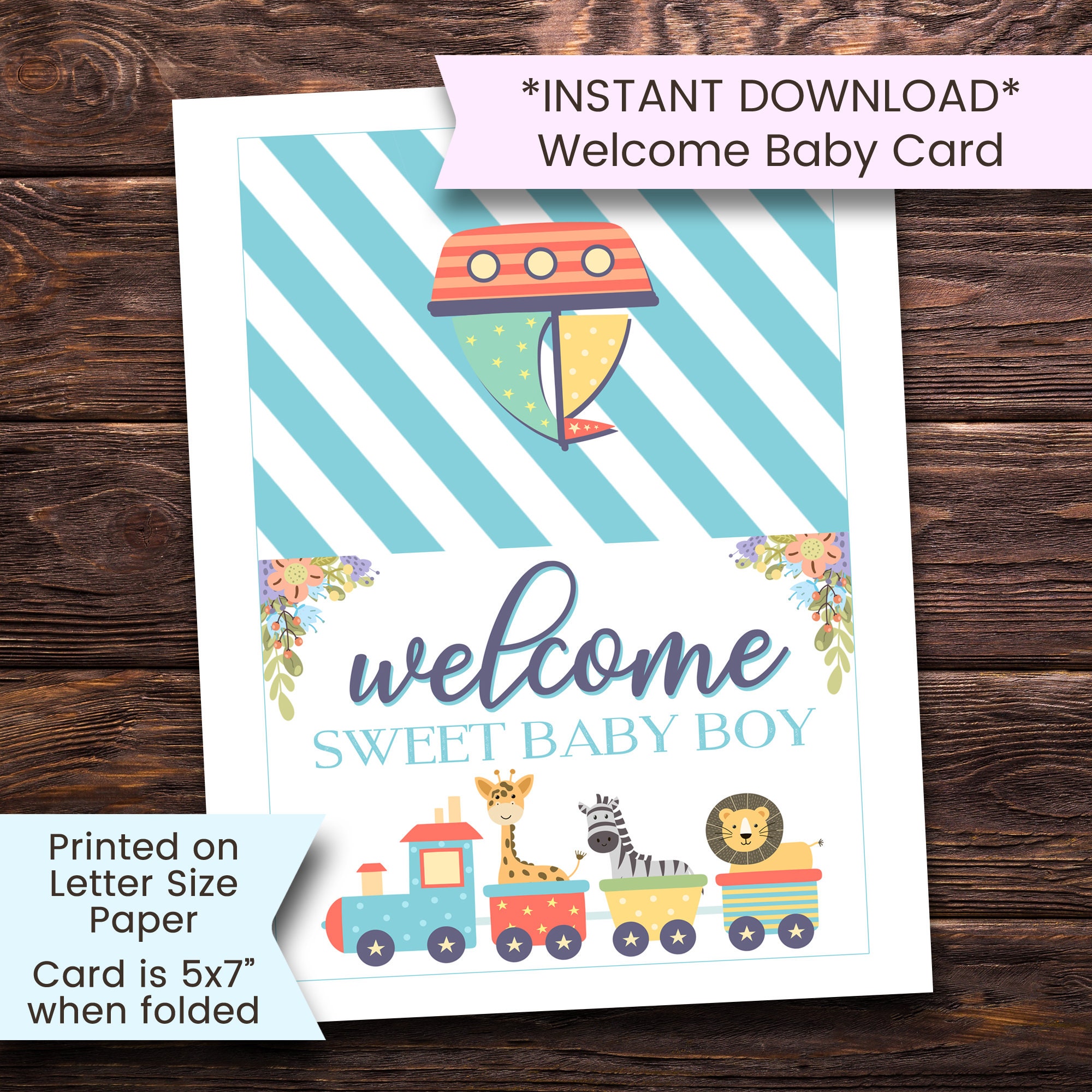 New Baby Boy Card Printable Baby Boy Card New Baby Welcome | Etsy
