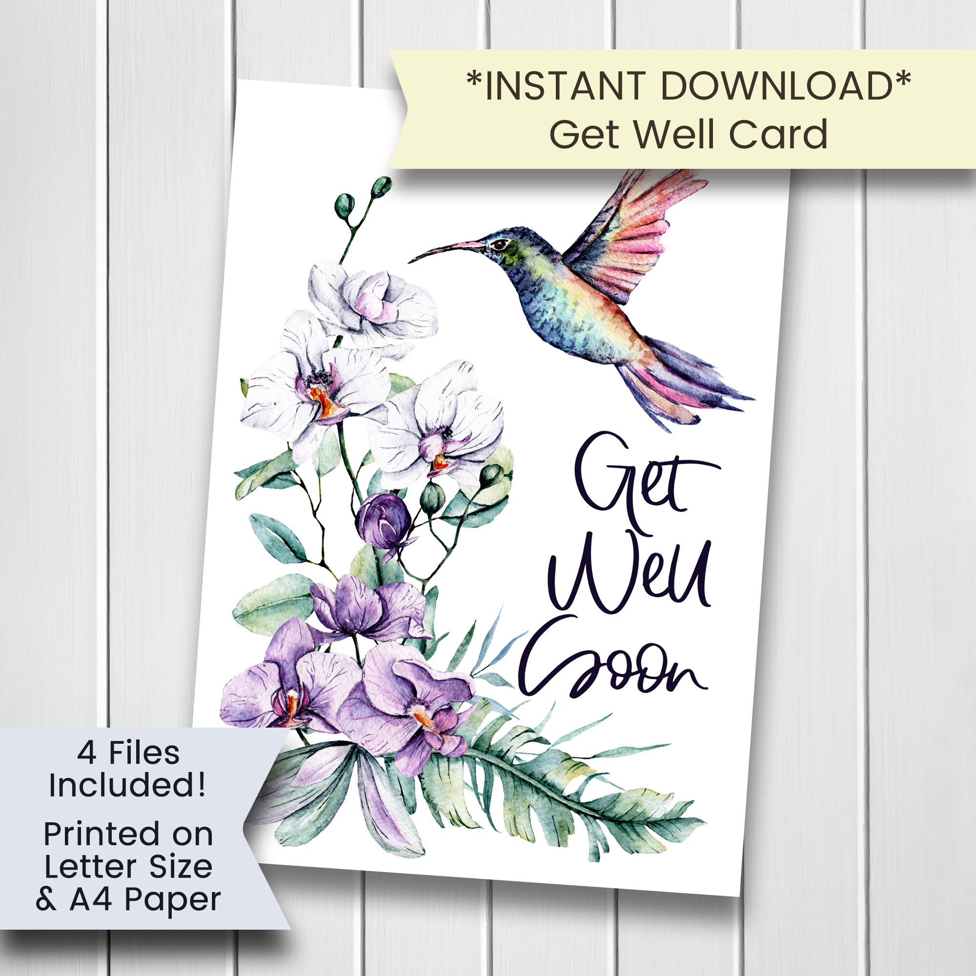 Printable Get Well Card, Hummingbird Get Well Card, Get Well Card, Get Well Soon Card, Get Well Soon, Hummingbird, Printable, Download