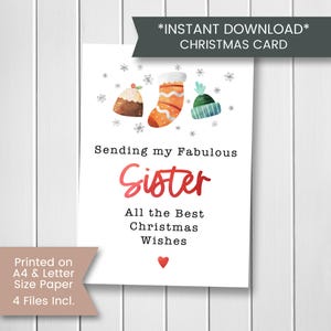 Schwester Weihnachtskarte, Weihnachtskarte für Schwester, Weihnachtsgeschenk für meine Schwester, Für Sie, Schwester Geschenk, Sofort Download, Digital