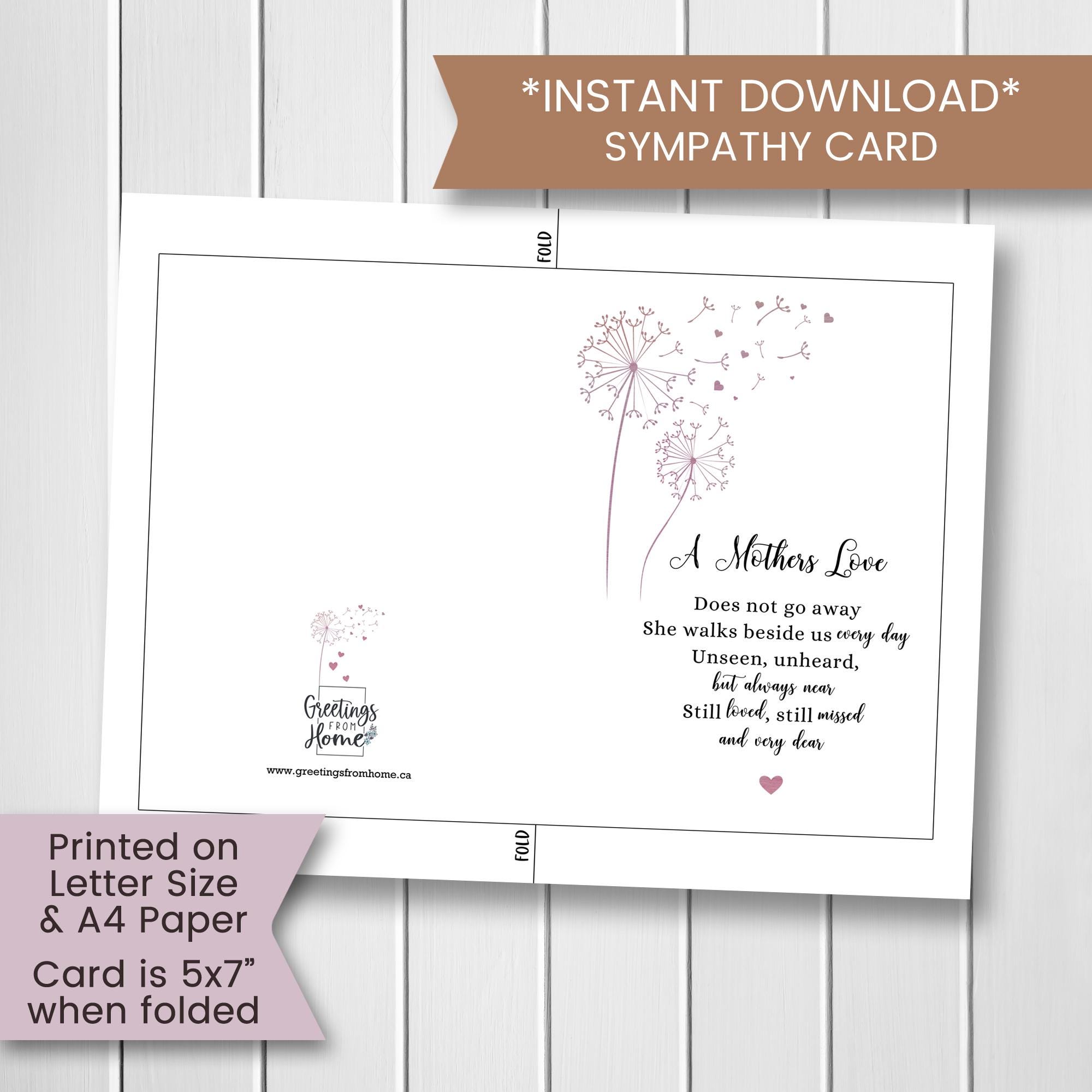 Printable Sympathy Card for Loss of Mother, Sorry for Your Loss Card ...