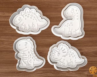 Dinosaur Cookie Cutter Set STL File – T-Rex, Stegosaurus, Brachiosaurus, Triceratops – 3D Printing Digital File – Instant Download