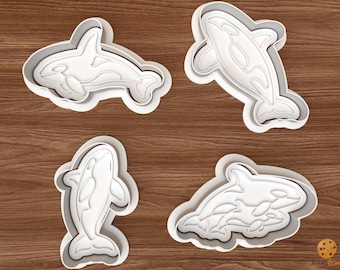 Set di formine per biscotti a forma di orca – File digitale per stampa 3D – Download immediato