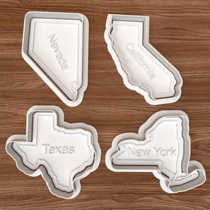 USA State Map Cookie Cutter Set STL – California, Texas, New York, Nevada – 3D Printing Digital File – Instant Download