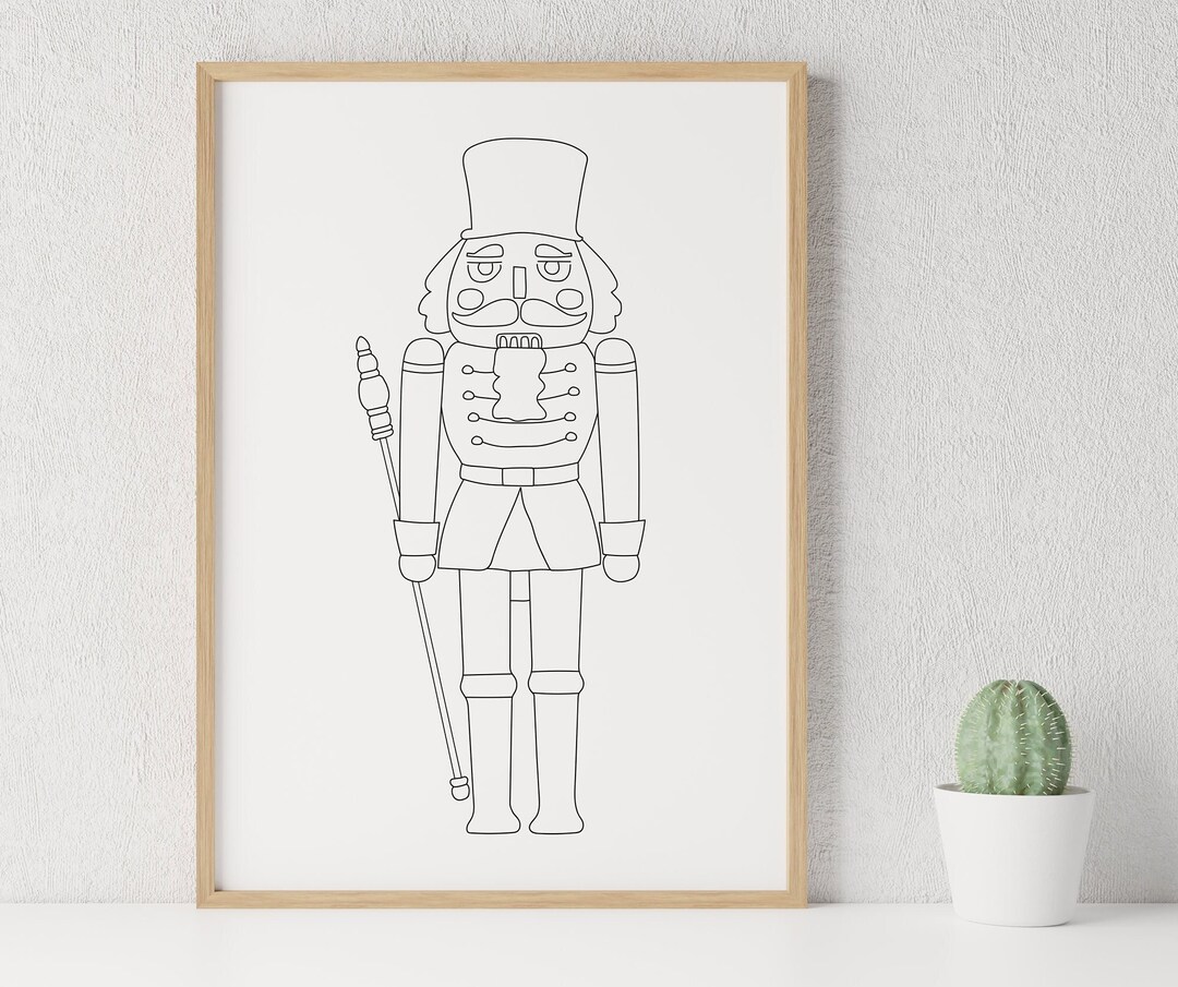 Nutcracker Minimalist Printable Line Art Nutcracker Wall Black Lines Drawing Wall Art Decor Etsy