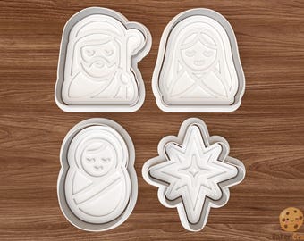 Juego de cortadores de galletas de la Natividad (archivo STL) – Archivo digital para impresión 3D – Descarga instantánea