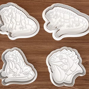 Juego de cortadores de galletas con forma de iguana – Archivo digital para impresión 3D – Descarga instantánea