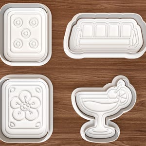 Mahjong Game Night Cookie Cutter Set – 3D Printing Digital File – Instant Download