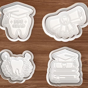 Juego de cortadores de galletas para graduación dental DDS – Archivo digital para impresión 3D – Descarga instantánea