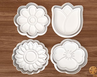 Bloemenkoekjessnijderset STL-bestand – 3D-print digitaal bestand – direct downloaden