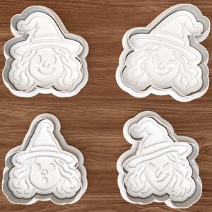 Juego de cortadores de galletas con caras de brujas clásicas – Archivo digital para impresión 3D – Descarga instantánea