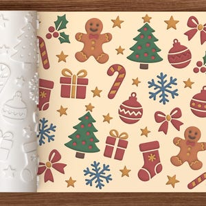 Rodillo texturizado con diseño navideño clásico (archivo STL) – Archivo digital para impresión 3D – Descarga instantánea