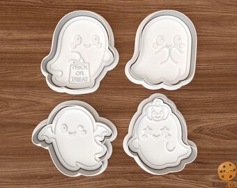Juego de cortadores de galletas de fantasmas Kawaii para Halloween (archivo STL) – Archivo digital para impresión 3D – Descarga instantánea