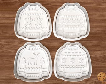 Christmas Sweater Cookie Cutter Set STL File – 3D Printing Digital File – Instant Download