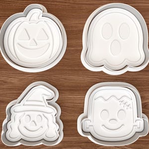 Juego de cortadores de galletas con caras de personajes clásicos de Halloween – Archivo digital para impresión 3D – Descarga instantánea