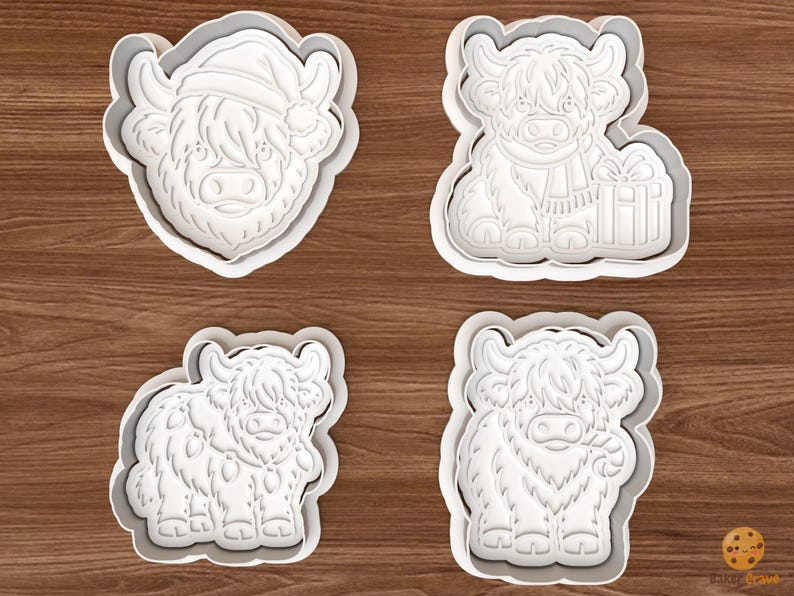 Christmas Highland Cow Cookie Cutter Set – 3D Printing Digital File ...