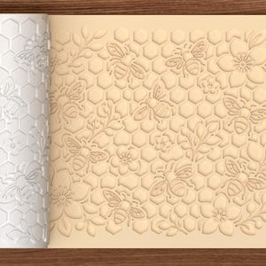 Honey Bee Floral Pattern Textured Roller STL File – 3D Printing Digital File – Instant Download