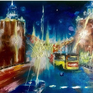 Arte digital: Zaporizhzhia nocturna bajo la lluvia Український художник Цифровой скачать файл Мгновенно скачать