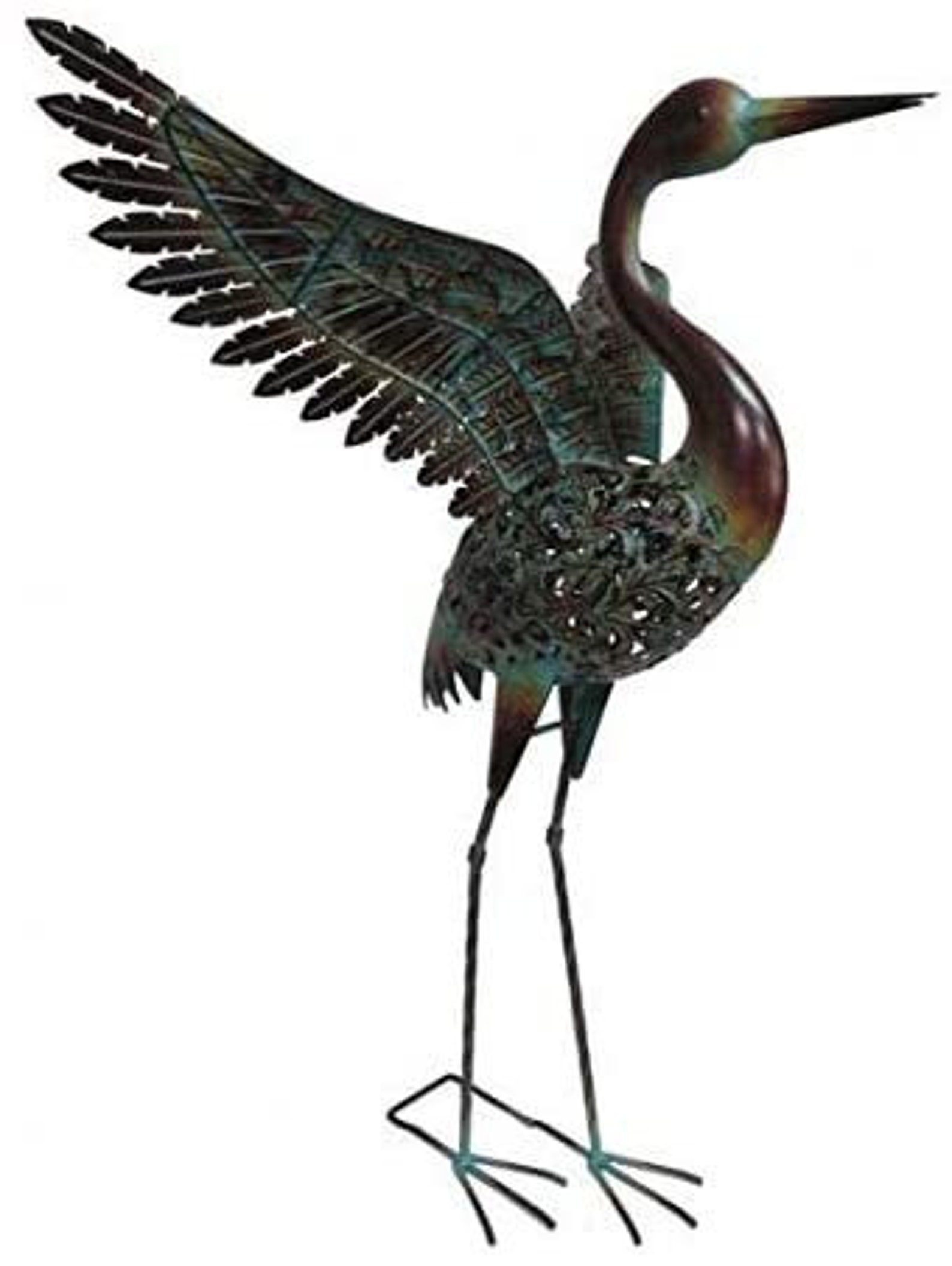 Metal Crane Garden Ornament Solar Statue Etsy