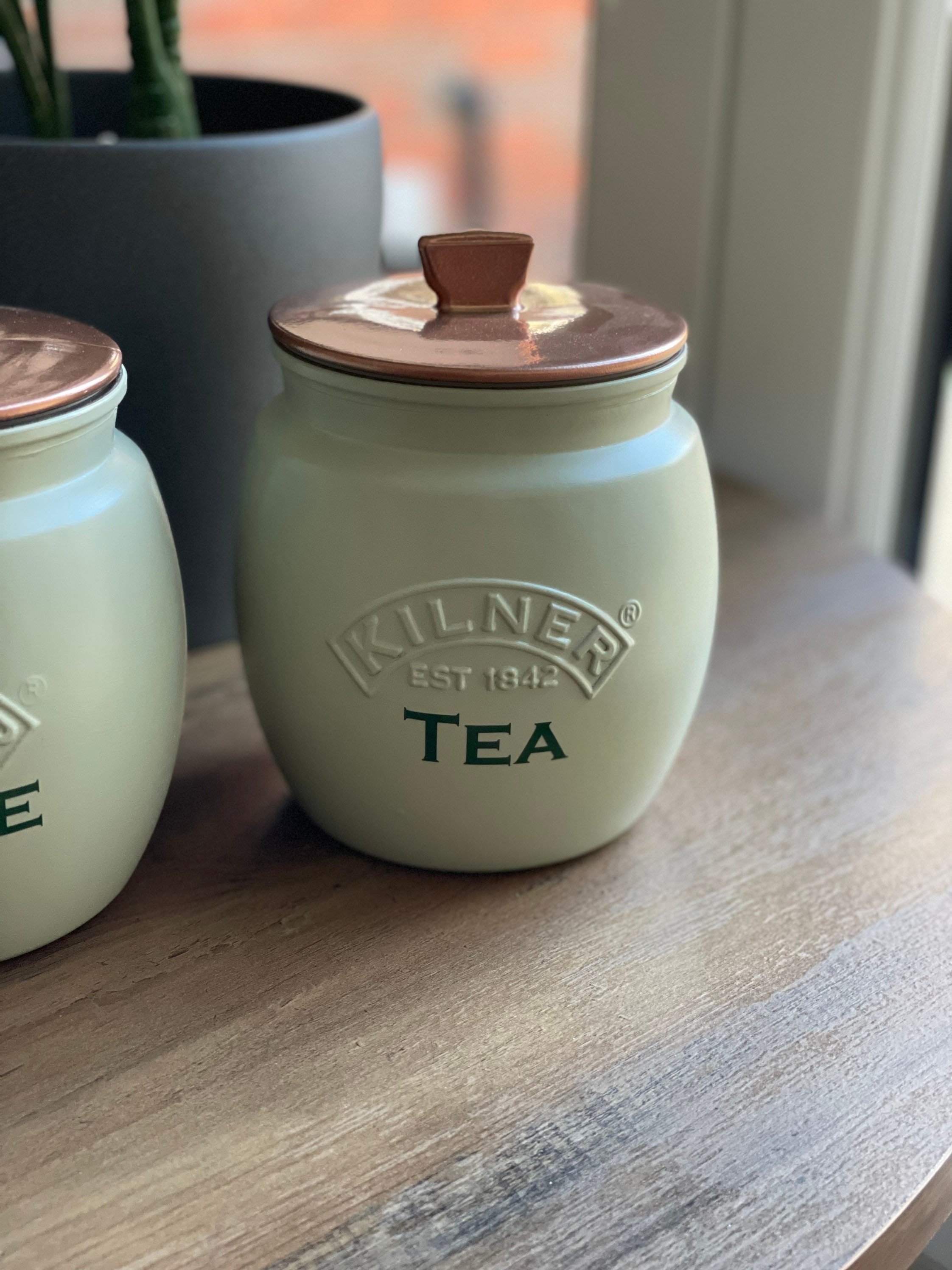 Light Green Canister Set Custom Wording Tea Coffee Sugar Etsy